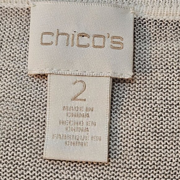 Chico's Tan 3/4 Tan Geometric Embellished Sweater Tunic Top Dress Size 2 Large - Picture 6 of 10